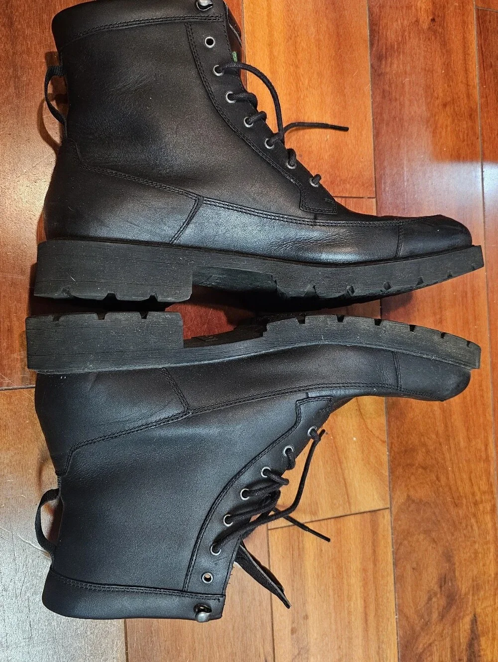 Timberland Mens Rlmhurst WP6 Black Leather Lace-Up Boots Size 11